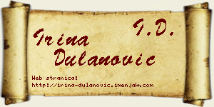 Irina Dulanović vizit kartica